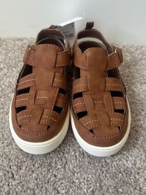 OshKosh B'gosh Brown Leather-Look Fisherman Sandals